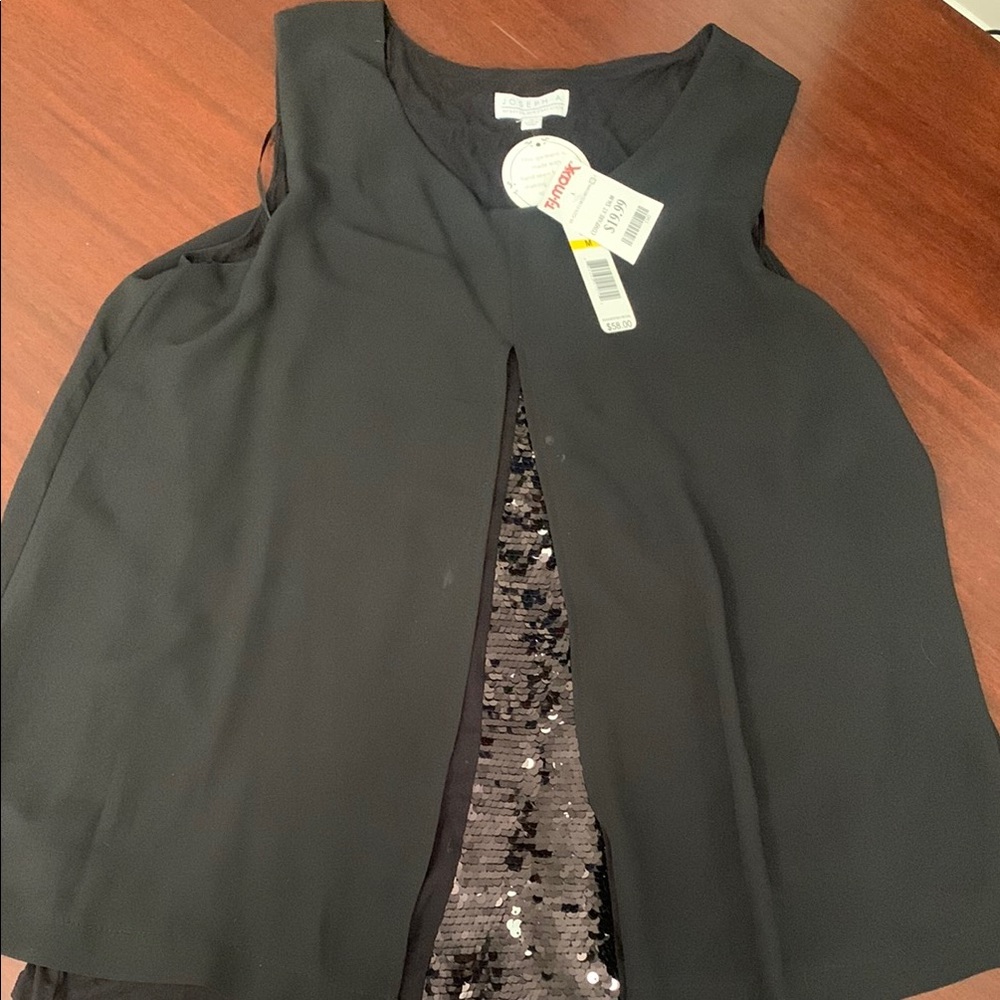 Joseph A. Black Sleeveless Blouse with Sequin Detail